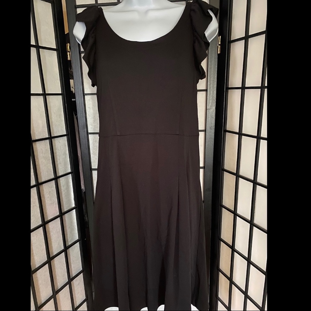 ANN TAYLOR LOFT Flutter Sleeve Black Dress Size 4
